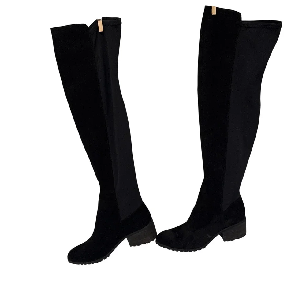 Charles by Charles David Women 9.5 Black Over Knee Stretch Back Block Heel Boots